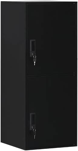 2 Door Vertical Stackable Storage Cabinet with Lock,Anti-Failing Device, Metal Lcoker,Organizer for Office, Home, Gym, School,Employee,Kids. (2D-Black)