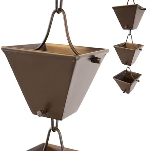 Nutshell Stores Medium Square Cups Rain Chain - Bronze - 14 Feet