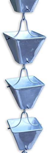 Nutshell Stores Medium Square Cups Rain Chain - Aluminum - 18 Feet