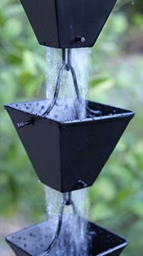 Nutshell Stores Medium Square Cups Rain Chain - Black - 17 Feet