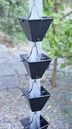 Nutshell Stores Medium Square Cups Rain Chain - Black - 12 Feet