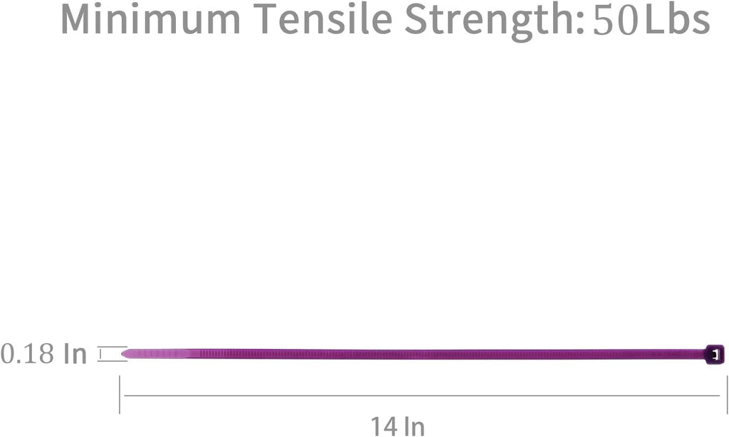 XINGO 100PCS Cable Zip Ties Heavy Duty, Premium Nylon Plastic Wire Ties with 50 Pounds Tensile Strength, Self-Locking Black Nylon Zip Ties for Indoor and Outdoor (14 inch, Purple)