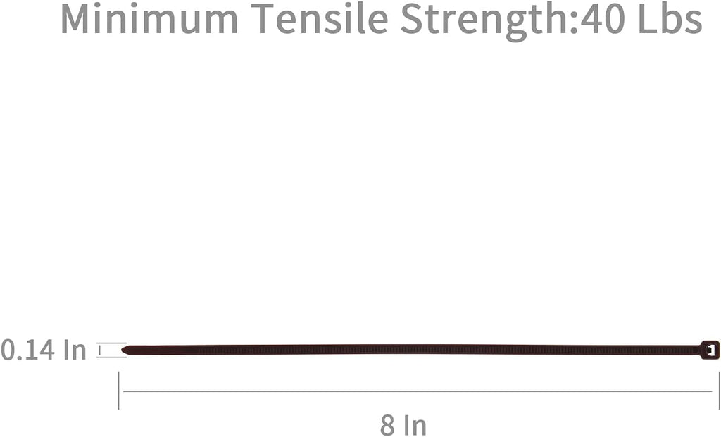 XINGO 8 Inch Brown Cable Zip Ties (500 Pack), 40 Lbs Tensile Strength-Heavy Duty, Self-Locking Nylon Plastic Nylon Wire Ties for indoor and outdoor use
