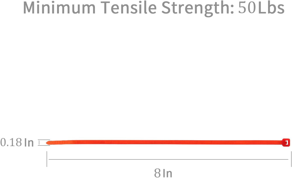 XINGO 100PCS Cable Zip Ties Heavy Duty, Premium Nylon Plastic Wire Ties with 50 Pounds Tensile Strength, Self-Locking Black Nylon Zip Ties for Indoor and Outdoor (8 inch, Red)