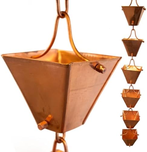 Nutshell Stores Medium Square Cups Rain Chain - Copper - 13 Feet
