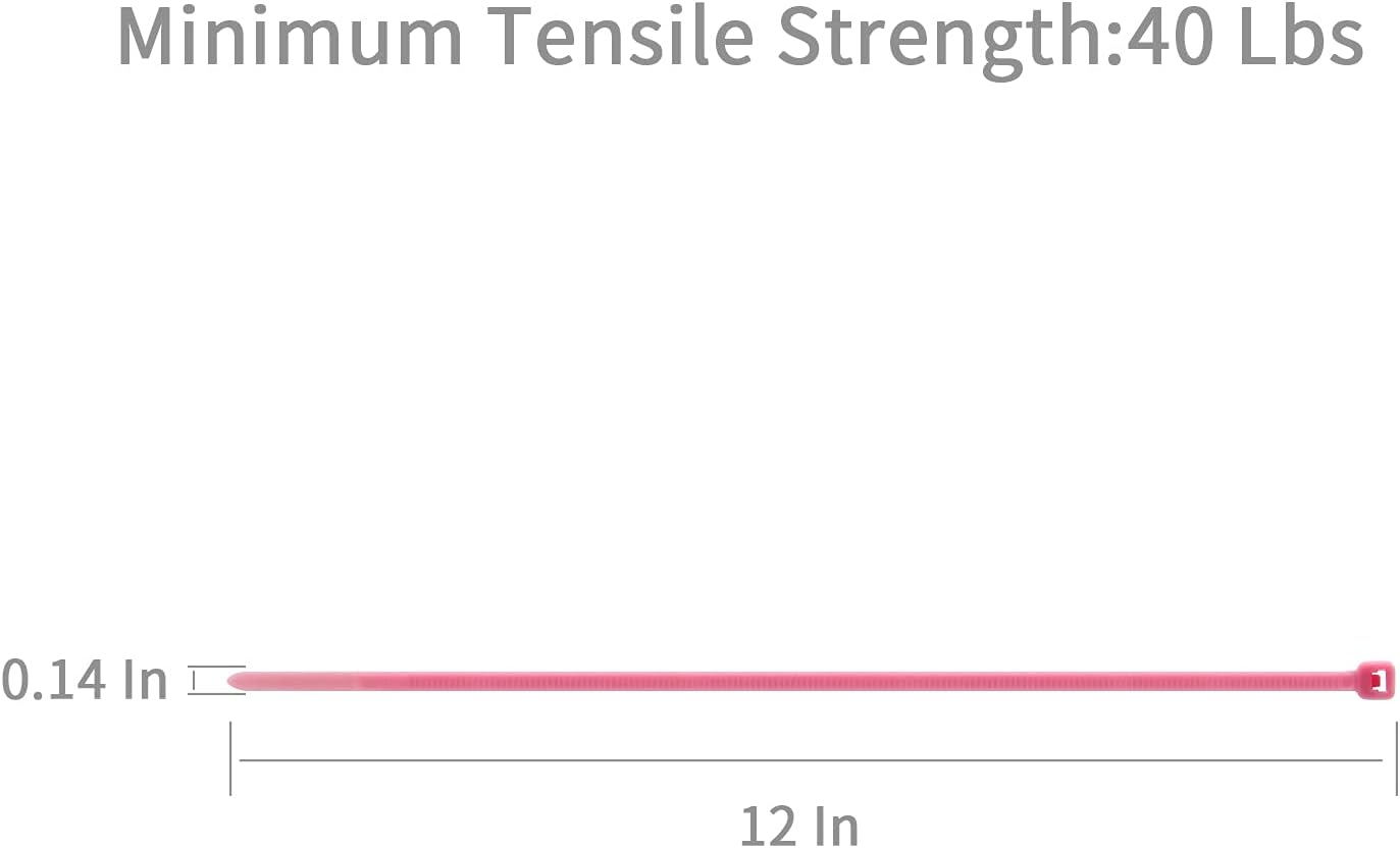 XINGO Nylon Cable Zip Ties Self Locking Plastic Wire Ties with 40 Lbs Tensile Strength for Indoor and Outdoor 12 Inch 500 Pack Pink