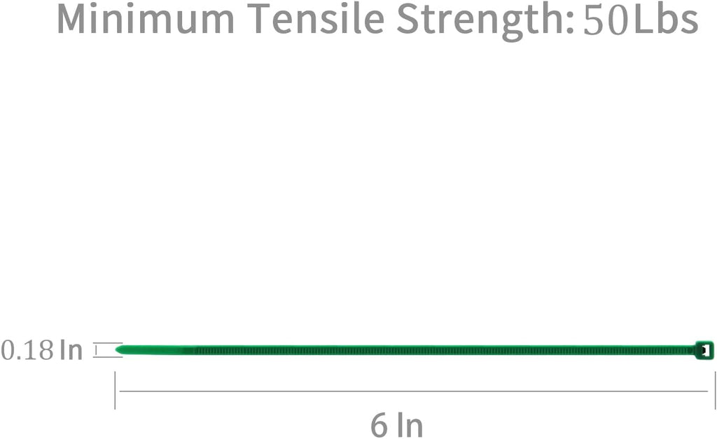 XINGO 100PCS Cable Zip Ties Heavy Duty, Premium Nylon Plastic Wire Ties with 50 Pounds Tensile Strength, Self-Locking Black Nylon Zip Ties for Indoor and Outdoor (6 inch, Green)