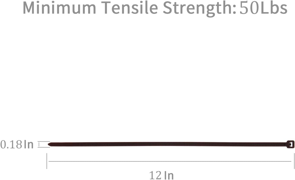 XINGO 100PCS Cable Zip Ties Heavy Duty, Premium Nylon Plastic Wire Ties with 50 Pounds Tensile Strength, Self-Locking Black Nylon Zip Ties for Indoor and Outdoor (12 inch, Brown)