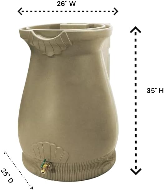 65-Gallon Urn Rain Wizard Decorative Barrel (Khaki, 2 Pack)