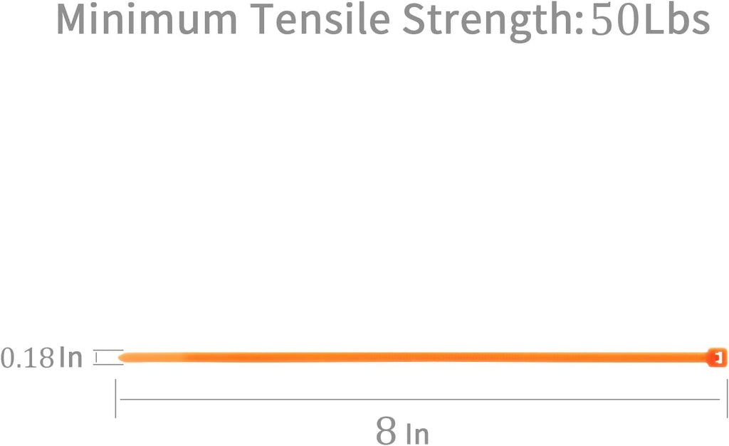 XINGO 1000 PCS Orange Zip Ties 8 Inch, 60 LBS Tensile Strength, Self-Locking Nylon Plastic Nylon PA66 Wire Ties for Indoor and Outdoor Use