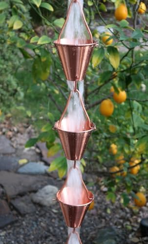 Nutshell Stores Steel Cups Rain Chain - Copper Plated - 12 Feet