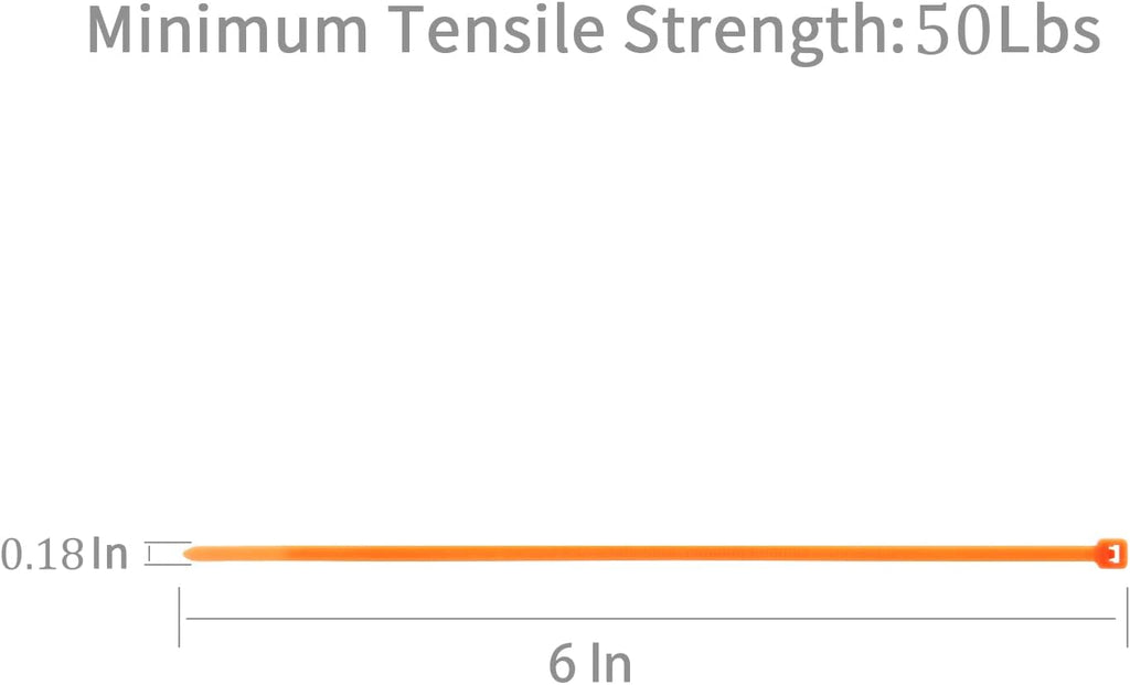 XINGO 100PCS Cable Zip Ties Heavy Duty, Premium Nylon Plastic Wire Ties with 50 Pounds Tensile Strength, Self-Locking Black Nylon Zip Ties for Indoor and Outdoor (6 inch, Orange)