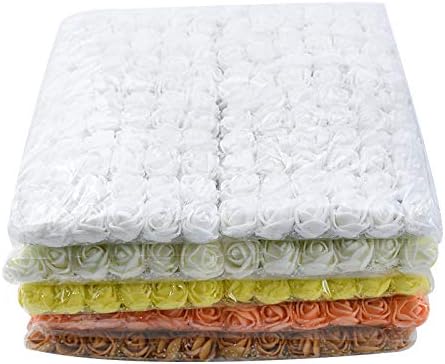 Mini Rose Fake Flower Heads in Bulk for Crafts Artificial Flowers for Home Wedding Decoration DIY Party Birthday Decor Pompom Wreath Decorative Bridal Flower 144pcs (Bottom add Gauze) Tan