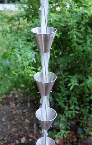 Nutshell Stores Steel Cups Rain Chain - Stainless Steel - 19 Feet