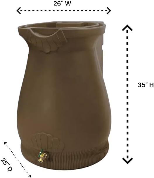 65-Gallon Urn Rain Wizard Decorative Barrel (Oak, 2 Pack)