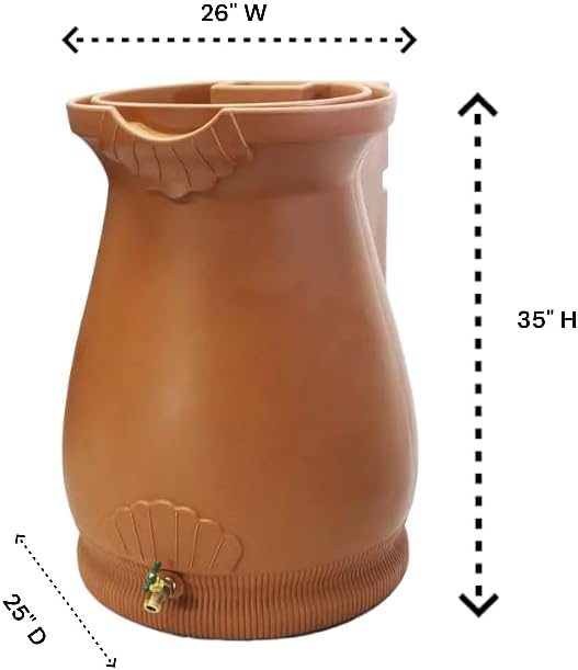 65-Gallon Urn Rain Wizard Decorative Barrel (Terracotta, 1 Pack)