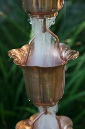 Nutshell Stores Flower Cups Rain Chain - Copper - 13 Feet