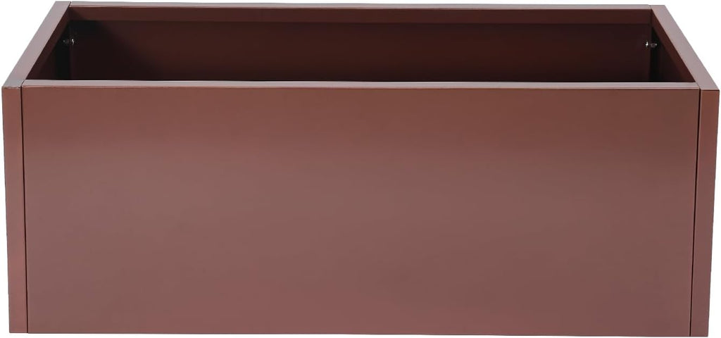 Steel Planter Box, 38" x 15" x 15" Rectangular Long Planter Metal Trough Box for Indoor Outdoor Tall Plants, Flowers or Shrubs (Coffee)