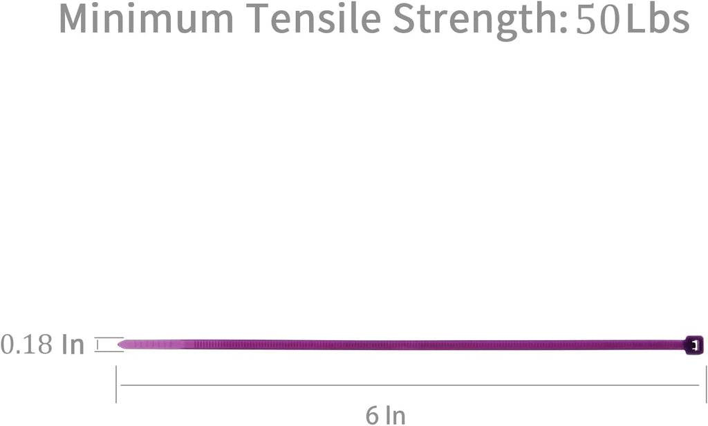 XINGO 100PCS Purple 6 Inch Cable Ties, Heavy Duty Nylon 66, 50 Pound Tensile Strength, Self-Locking, Indoor/Outdoor
