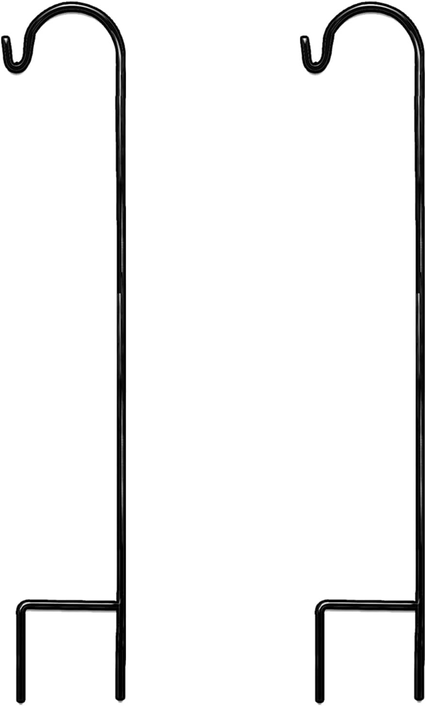 Ashman Black Shepherd Hook 48 Inch (2 Pack), 10MM Thick, Super Strong, Rust Resistant Steel Hook Ideal for Use at Weddings, Hanging Plant Baskets, Solar Lights, Lanterns, Bird Feeders.