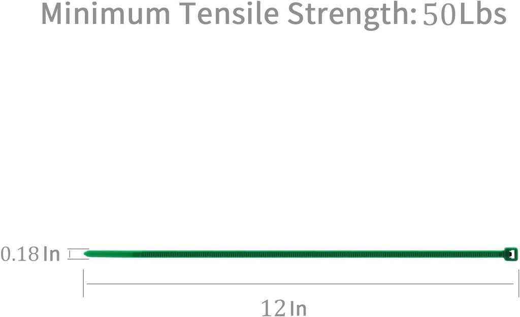 XINGO 100PCS Cable Zip Ties Heavy Duty, Premium Nylon Plastic Wire Ties with 50 Pounds Tensile Strength, Self-Locking Black Nylon Zip Ties for Indoor and Outdoor (12 inch, Green)