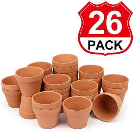 [26 Pack] 4" Planter Nursery Pots Terracotta Pot Clay Pots Clay Ceramic Pottery Cactus Flower Pots Succulent Nursery Pots Garden Terra Cotta Pots with Drainage Hole (4")