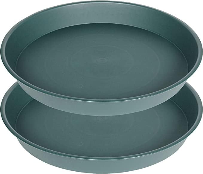 2 Pack of Bird Bath Bowl 19", 2.3" Depth, 18 19 inch Plant Tray Saucer, Plastic Birdbath Bowls Only, Birdbath Dish for The Garden, Large Plant Saucer (19", Green)