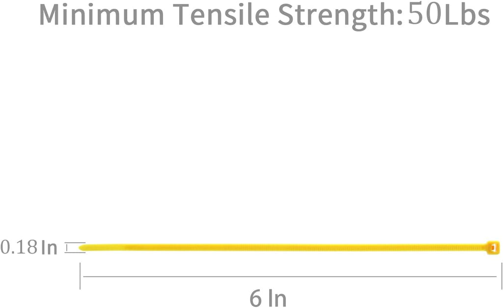 XINGO 100PCS Cable Zip Ties Heavy Duty, Premium Nylon Plastic Wire Ties with 50 Pounds Tensile Strength, Self-Locking Black Nylon Zip Ties for Indoor and Outdoor (6 inch, Yellow)