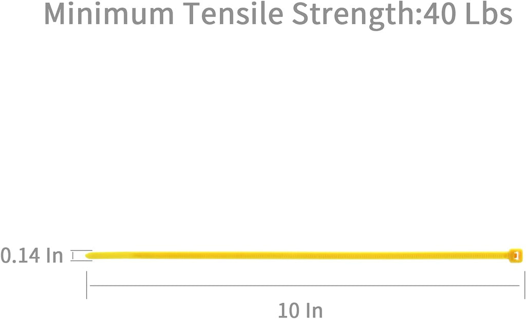 XINGO 10 Inch Cable Zip Ties (500 Pack), 40 Lbs Tensile Strength-Heavy Duty, Self-Locking Nylon Plastic Nylon Wire Ties for indoor and outdoor use (Yellow)