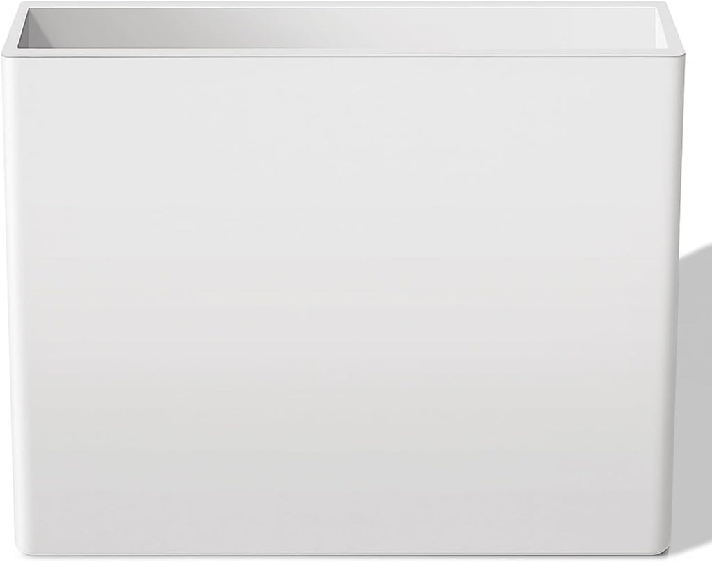 Rectangular Planter Box for Outdoor Plants, Large Tall Resin Flower Pots for Garden, Front Porch, Patio, Indoor (White, 25 x 21 inch)