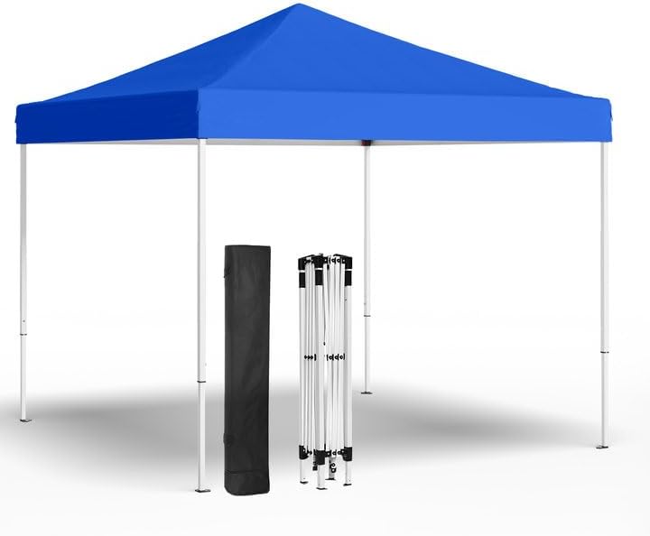 10x10ft Pop Up Canopy Tent,Heavy Duty Waterproof Folding Tent for Camping Parties Events Parties,Outdoor Canopy,Portable Sun Shelter,3 Adjustable Height(Blue)