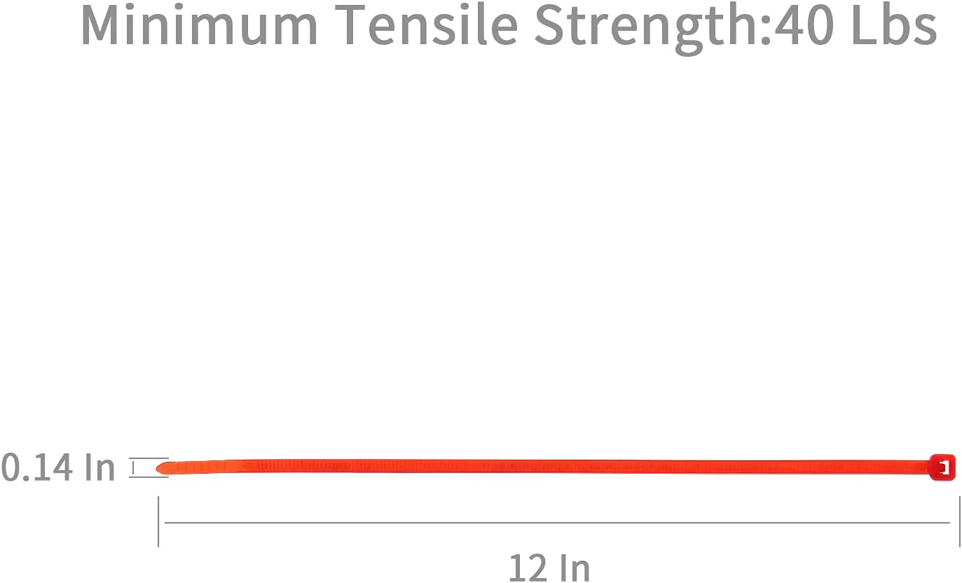XINGO Nylon Cable Zip Ties Self Locking Plastic Wire Ties with 40 Lbs Tensile Strength for Indoor and Outdoor 12 Inch 500 Pack Red