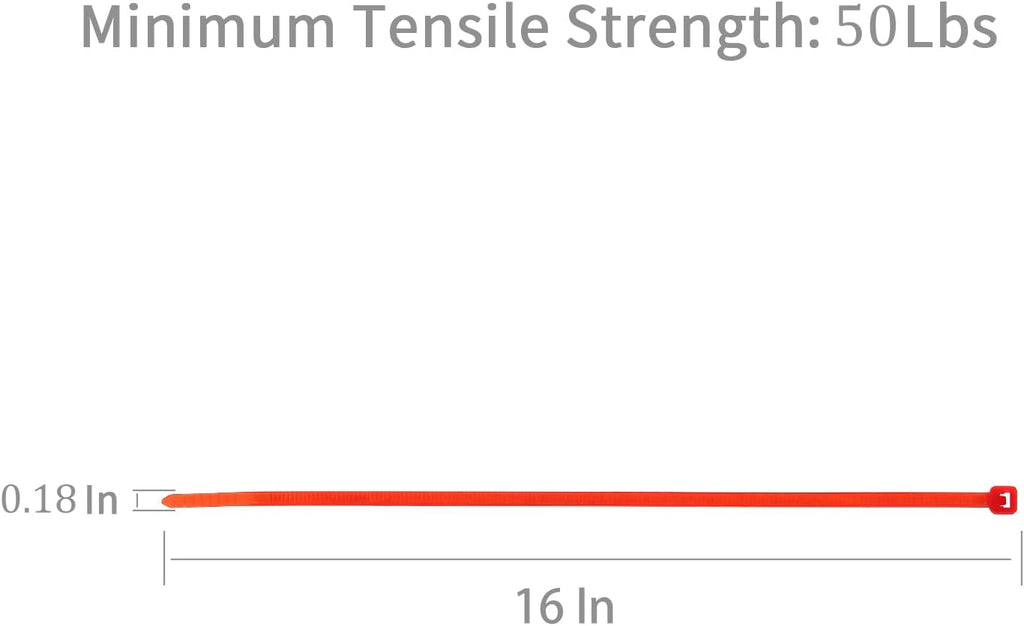 XINGO 100PCS Cable Zip Ties Heavy Duty, Premium Nylon Plastic Wire Ties with 50 Pounds Tensile Strength, Self-Locking Black Nylon Zip Ties for Indoor and Outdoor (16 inch, Red)