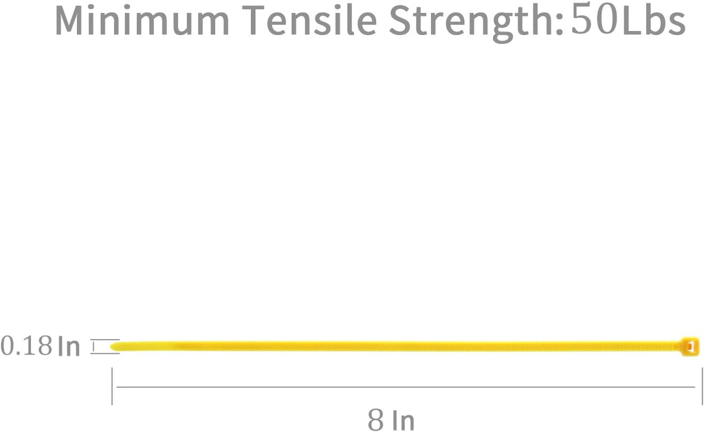 XINGO 1000 PCS Yellow Zip Ties 8 Inch, 60 LBS Tensile Strength, Self-Locking Nylon Plastic Nylon PA66 Wire Ties for Indoor and Outdoor Use