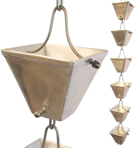 Nutshell Stores Medium Square Cups Rain Chain - Aluminum - 14 Feet