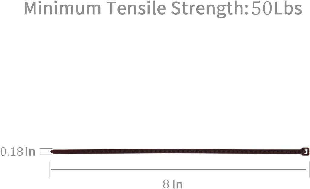 XINGO 100PCS Cable Zip Ties Heavy Duty, Premium Nylon Plastic Wire Ties with 50 Pounds Tensile Strength, Self-Locking Black Nylon Zip Ties for Indoor and Outdoor (8 inch, Brown)