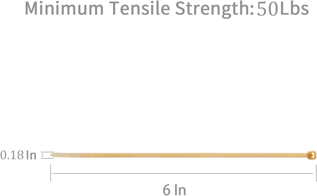 XINGO 100PCS Cable Zip Ties Heavy Duty, Premium Nylon Plastic Wire Ties with 50 Pounds Tensile Strength, Self-Locking Black Nylon Zip Ties for Indoor and Outdoor (6 inch, Gold)