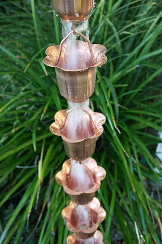 Nutshell Stores Flower Cups Rain Chain - Copper - 19 Feet