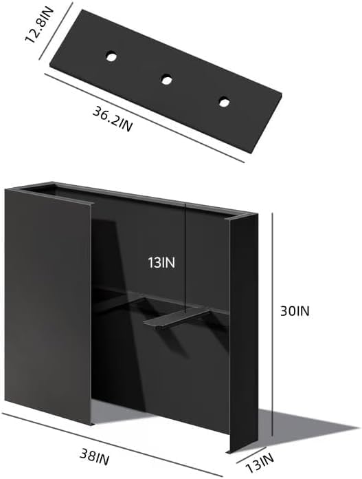 38" L x 13" W x 30" H Metal Tall Rectangular Planter - Large Planter Box for Outdoor Patio/Porch Modern Design for Plants, Flowers, Garden,Spliced Flower Pot (Silver Gray)