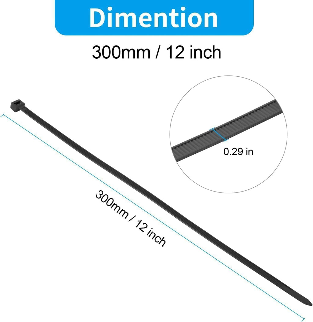 XINGO 12 Inch Blue Zip Ties Heavy Duty 100 Pack, 120 LBS Tensile Strength, Premium Nylon Cable Wire Ties, Self-locking Plastic Ties for Indoor and Outdoor Use