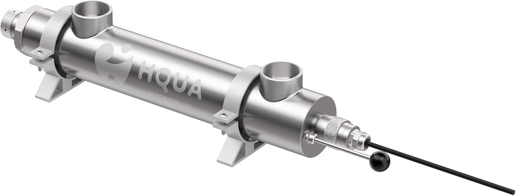 HQUA PWS-55 55W Pond Pool UV Purifier Clarifier, Weatherproof IP67, Stainless Steel UV Reactor, Pond Size Up to 8000 Gallons, Max Flow Rate 2700 GPH