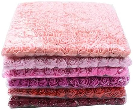 Mini Fake Rose Flower Heads 144pcs Mini Artificial Roses DIY Wedding Flowers Accessories Home Table Party Shop Baby Shower Decor(Coffee)