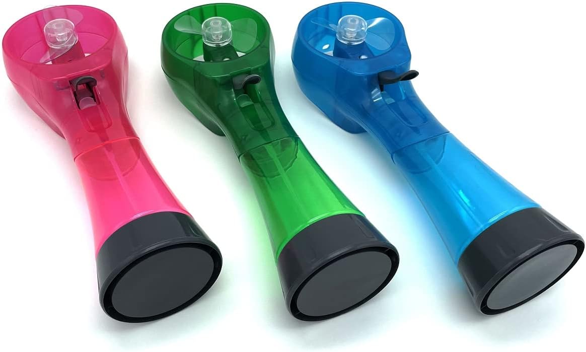 Water Misting Fans Portable Personal Handheld Spray Fan Cooling Outdoor Cooler, Pack of 3 (Blue/Green/Pink)