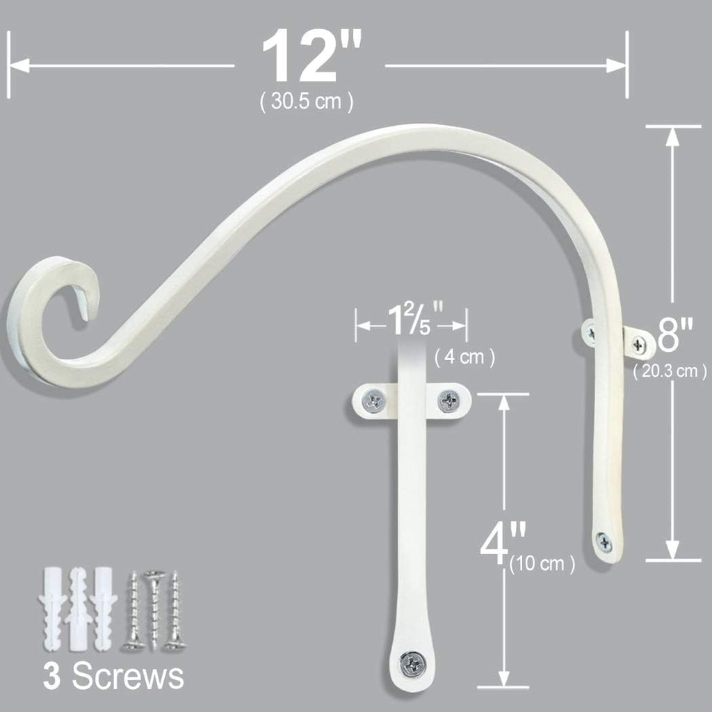 Hanging Plant Brackets Outdoor: 12-Inch Hanging Plant Hangers Wall Hooks - Wall Mount Brackets for Bird Feeder Flower Baskets White