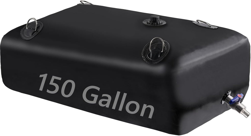 Water Storage Bladder, Water Tank, 150 Gallon Foldable Portable Water Storage, Large Water Storage Containers with 3/4" PVC Spigot Kit for Camping, Garden, Emergency Water Storage