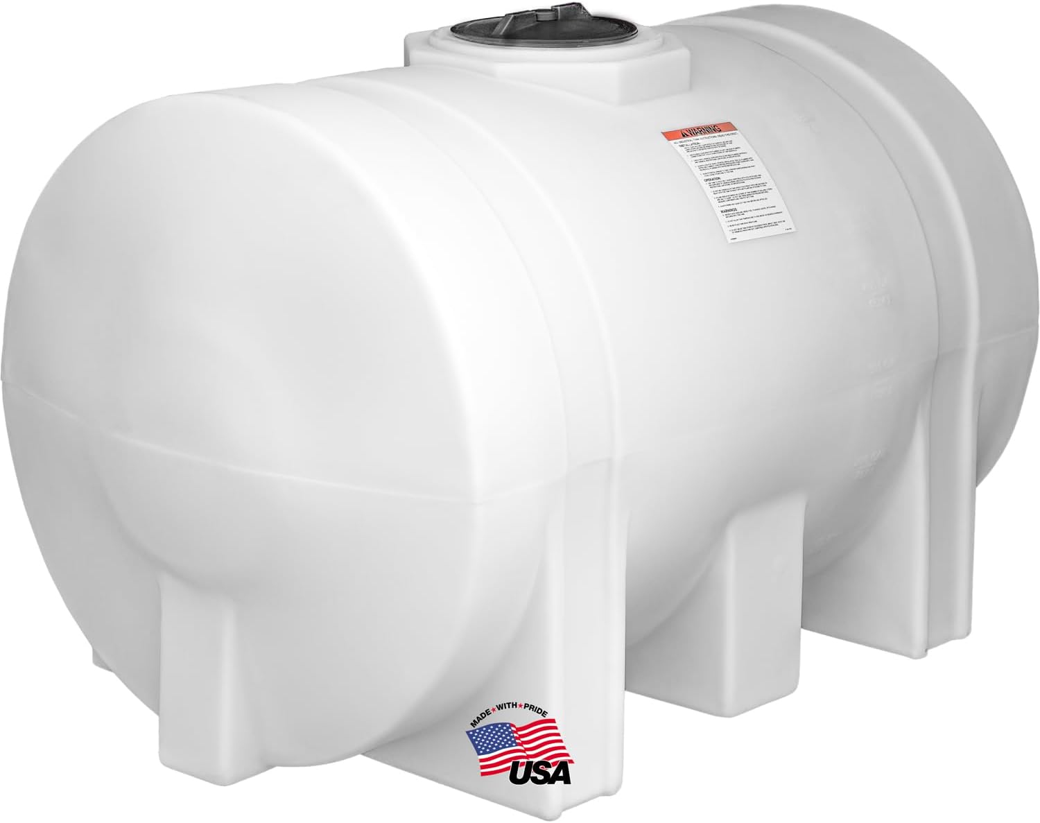 RomoTech 82124269 Horizontal Polyethylene Reservoir Water Tank w/Legs, 550 gal, Made in USA, Natural Poly Tank for Non-Flammable Liquids, UV-Resistant, Ideal for Agricultural Use, RV Water Storage