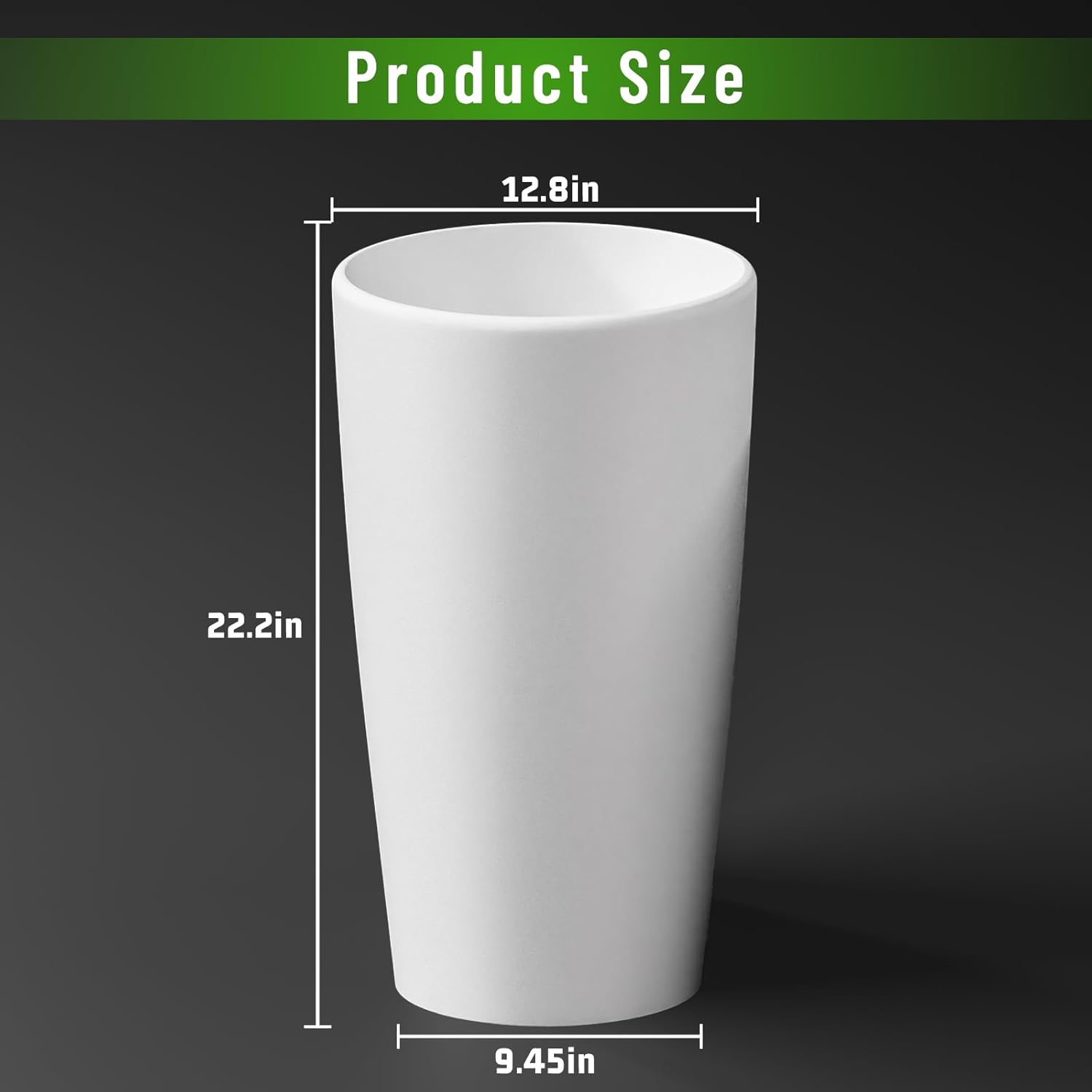 SnugNiture Set of 2 Round Tall Planters 22 Inch, Large Planter for Indoor Outdoor Plants, Modern Flower Pot Containers Large Decorative Tree Planter, White