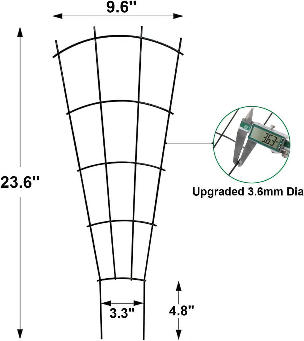 4 Pack 23'' Plant Trellis for Potted Climbing Plants Indoor, Outdoor Metal Garden Trellis for Climbing Plants Houseplants Flowers Vine Ivy, Fan Shape, Black