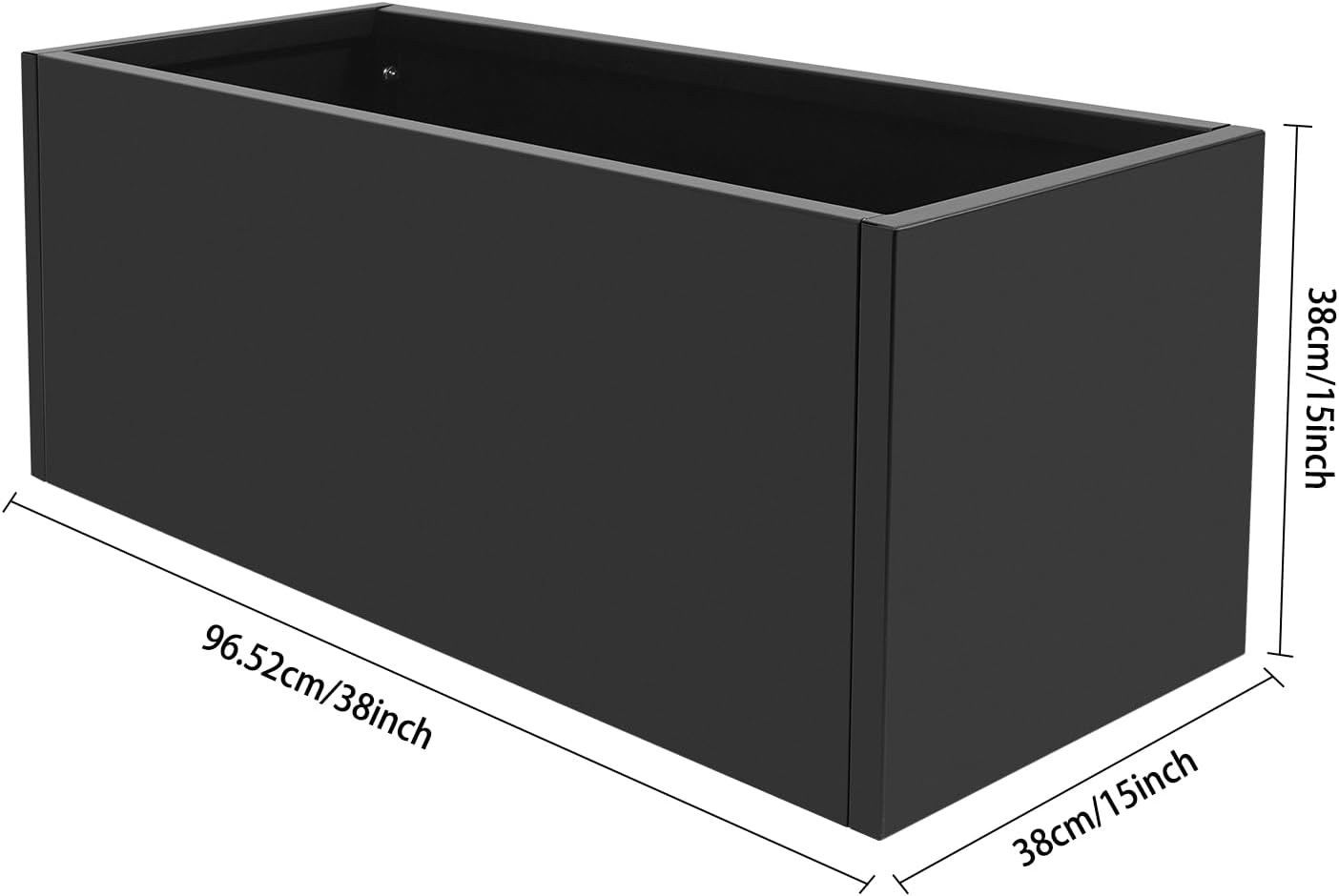 Steel Planter Box, 38" x 15" x 15" Rectangular Long Planter Metal Trough Box for Indoor Outdoor Tall Plants, Flowers or Shrubs (Black)