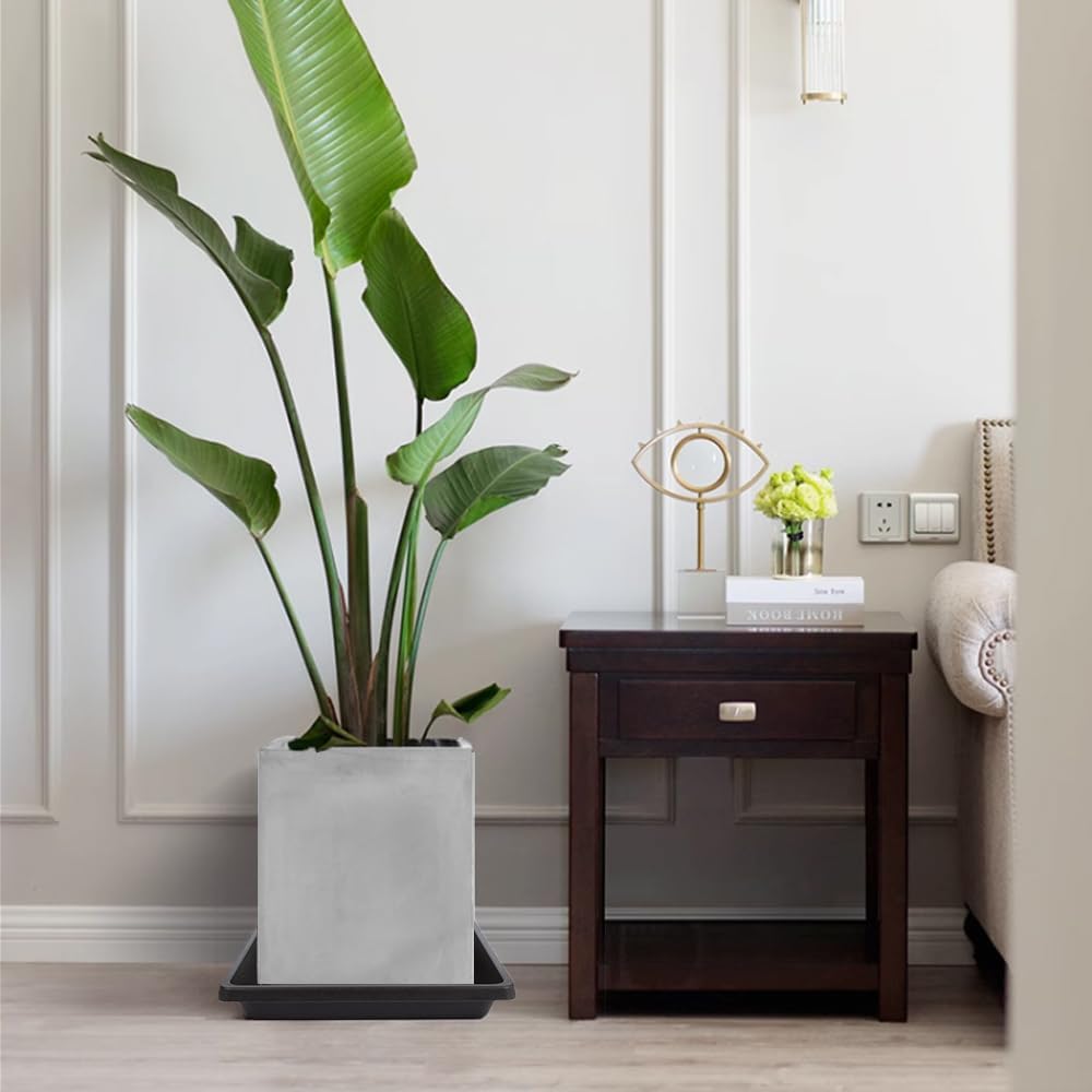 14 Inch 2 Pack Square Plant Saucer, Durable Plastic Plant Trays for Pots-Indoor Outdoor, Durable and Thicker Large Plant Drip Trays, 6 8 10 12 13 16 18 20 Flower Planter Saucers for Potted Plants